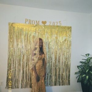 Gold prom dress+ Gold veil